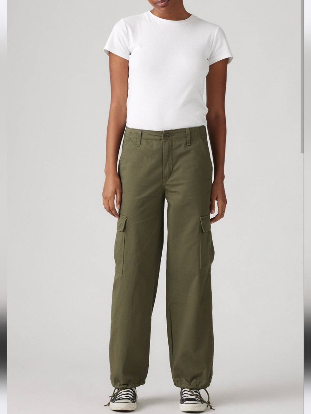 Levis '94 Womens 27 Baggy Olive Green Cargo Pants Pockets Utility Retro